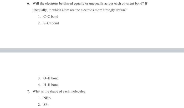 answer and show all work please 6. Will the electrons be shared