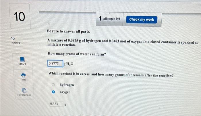 grams Be sure to answer all parts. Metal hydrides react with water