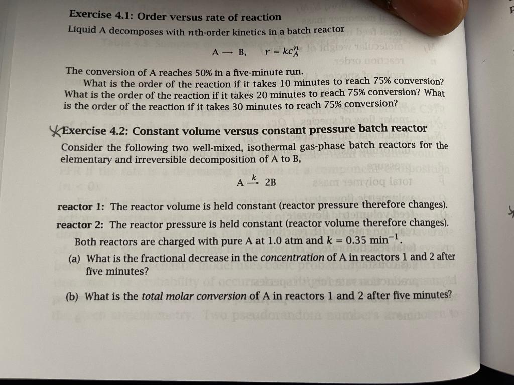 Solve Exercise 4.2 in the image below: F Exercise 4.1: Order versus