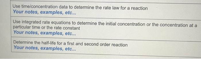 pls answer all three if possible thank you Use time/concentration data to