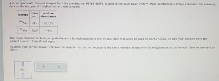  A robot spacecraft returned samples from the planetesimal 98765 ALEKS, located