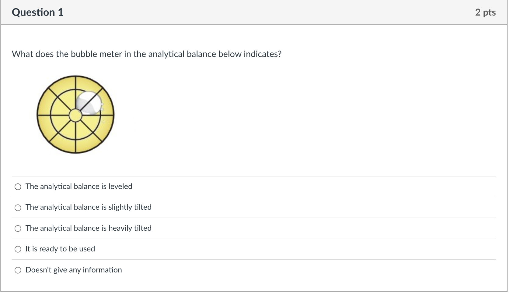 What does the bubble meter in the analytical balance below indicates?