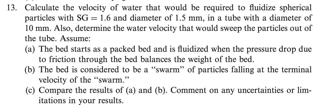  Sub: chemical engineering (fluidization) Caption: please answer all sub-questions, will upvote