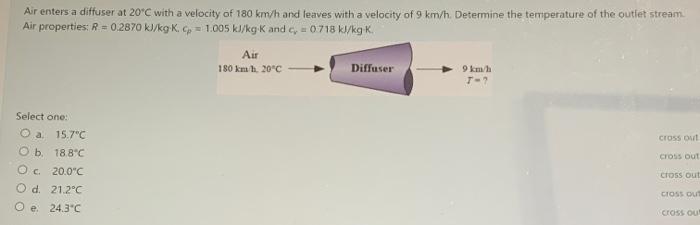 answer fast plz Air enters a diffuser at 20C with a velocity