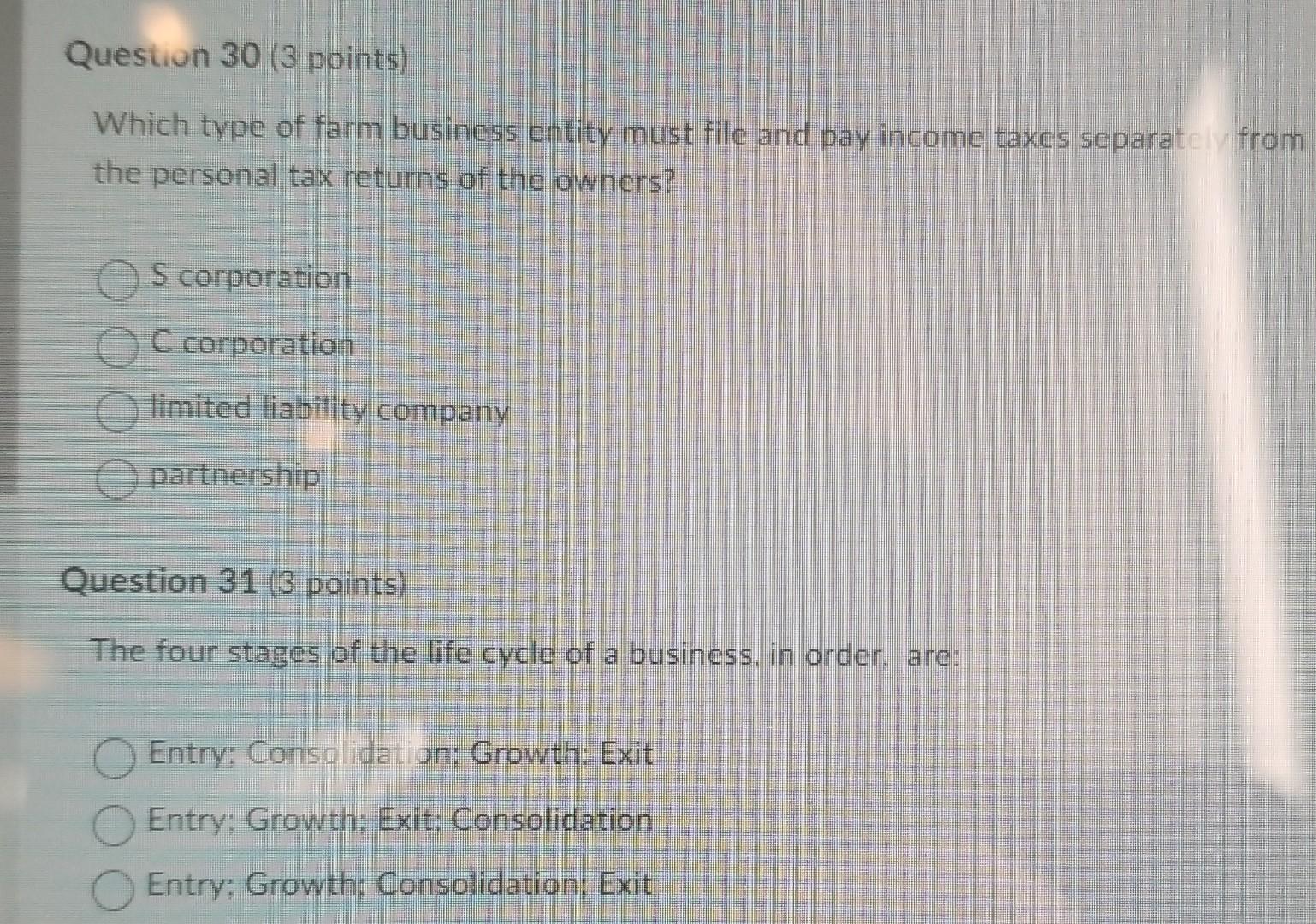  question 30 and 31 help please Question 30 (3 points) Which