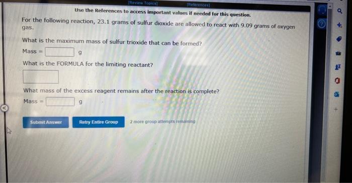  Use the References to access important values if needed for this