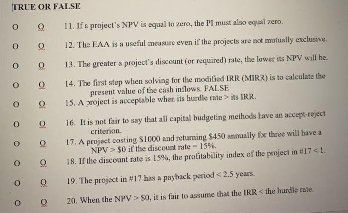  TRUE OR FALSE 0 O O Q O Q O o