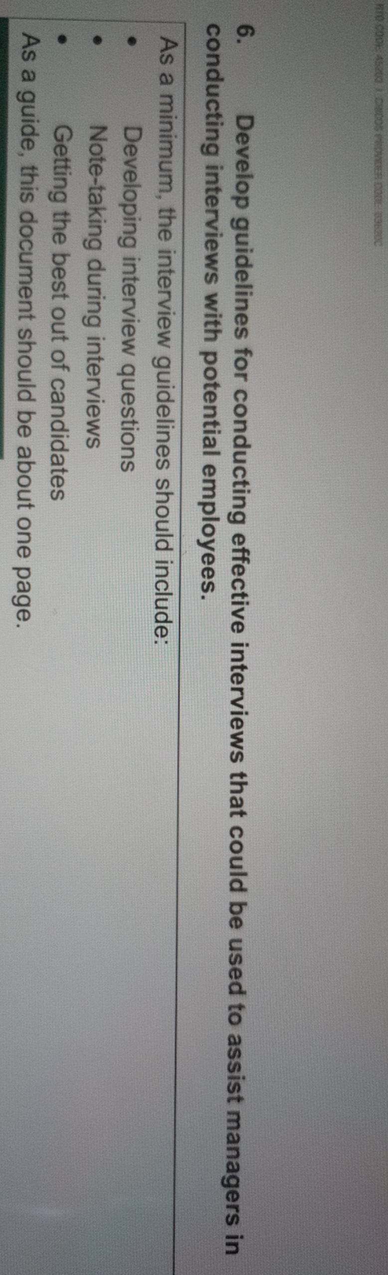 leadership management bsbhrm506 task 2 Develop guidelines for conducting effective interviews that