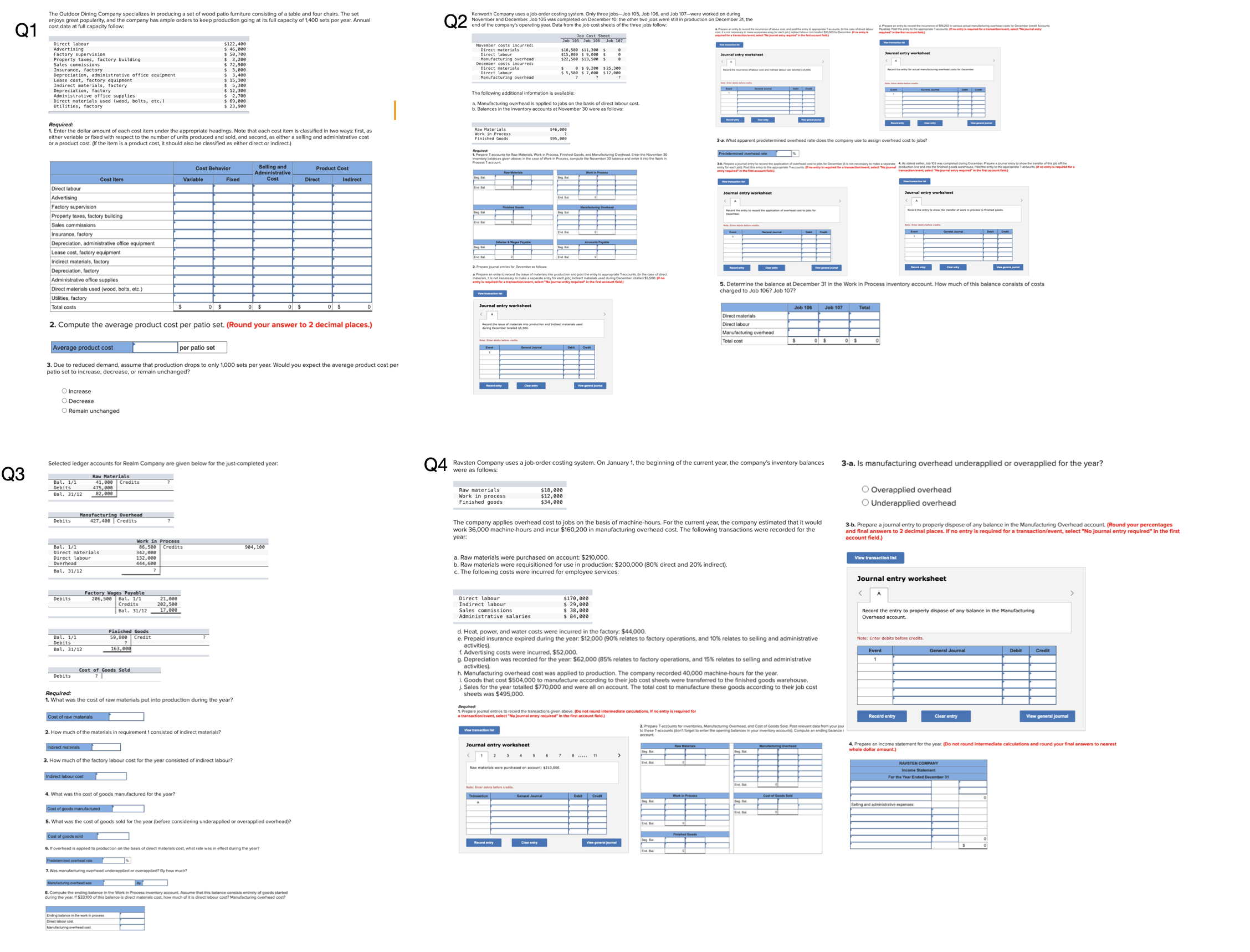  Please help with question 2,3,4 in managerial accounting as i am