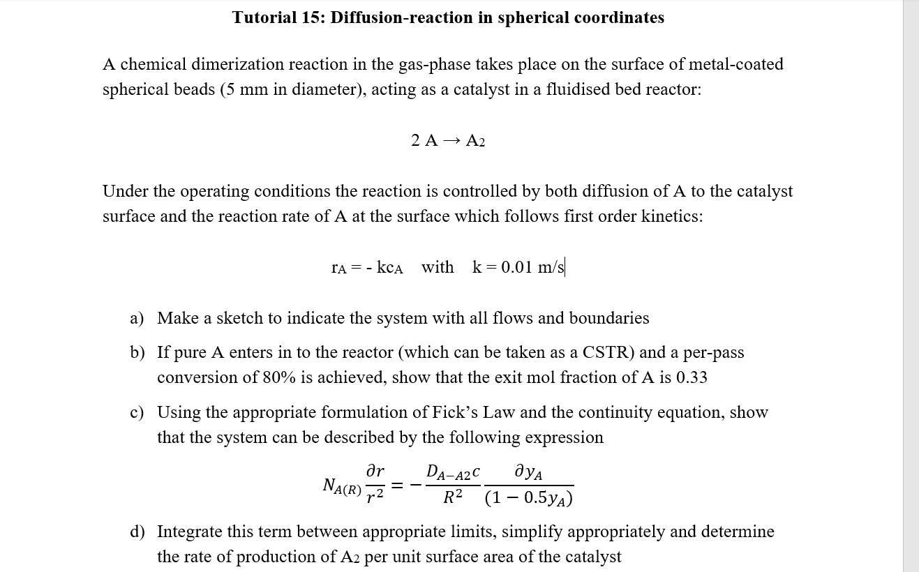  Tutorial 15: Diffusion-reaction in spherical coordinates A chemical dimerization reaction in