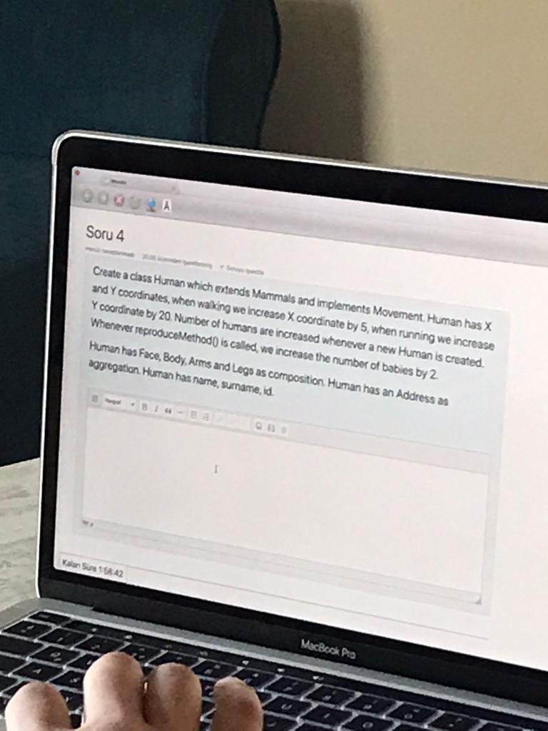  JAVA QOBUSA Soru 4 Create a class Human which extends Mammals