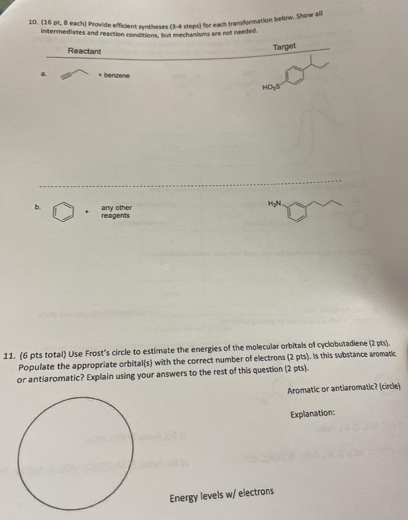 10. (16 pt, 8 each) Provide efficient syntheses ( 34 steps)