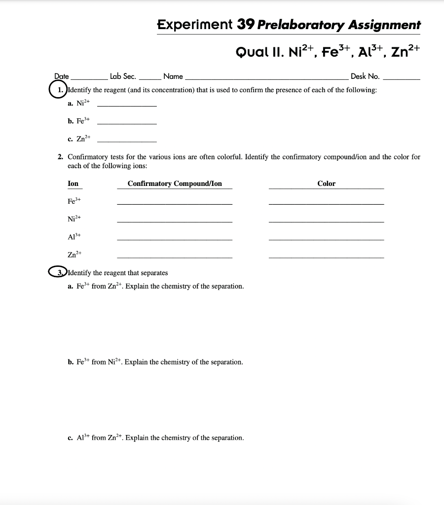 only do the numbers circled please Date Lab Sec. Name Desk No.