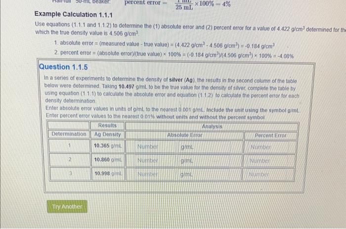  Example Calculation 1.1.1 Use equations (1.1.1 and 1.12 ) to determine