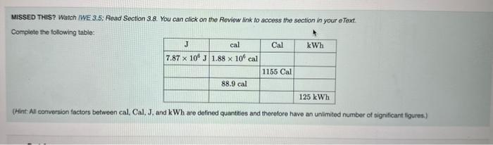  Complete the following table: Express your answers using three significant figures