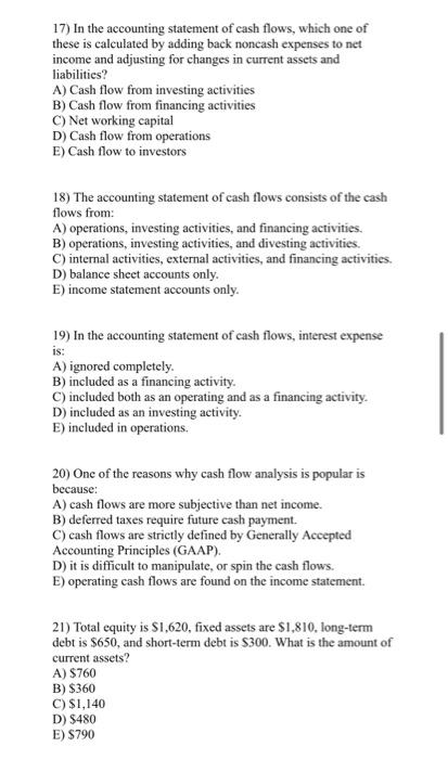 please answer all questions or don't answer at all 17) In the