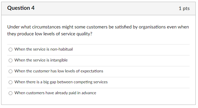 Hi, please help to select the correct option. Question 4 1 pts