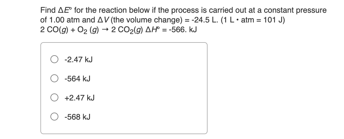  Find E for the reaction below if the process is carried