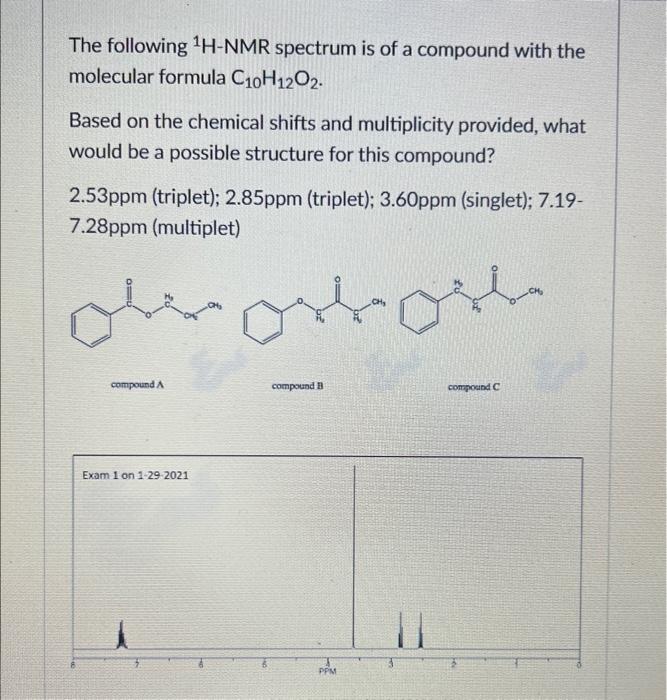 C compound B compound C Which molecule does this HNMR represent? The