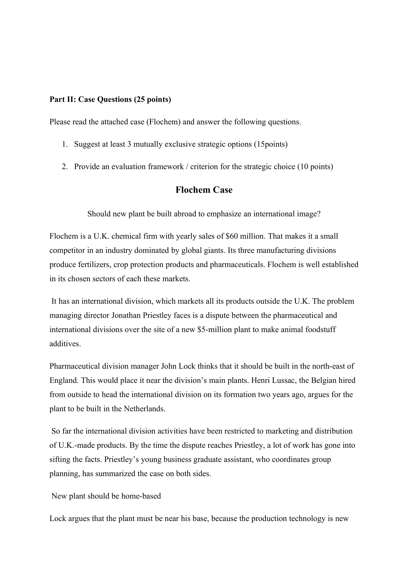 see question below Part 11: Case Questions (25 points) Please read the