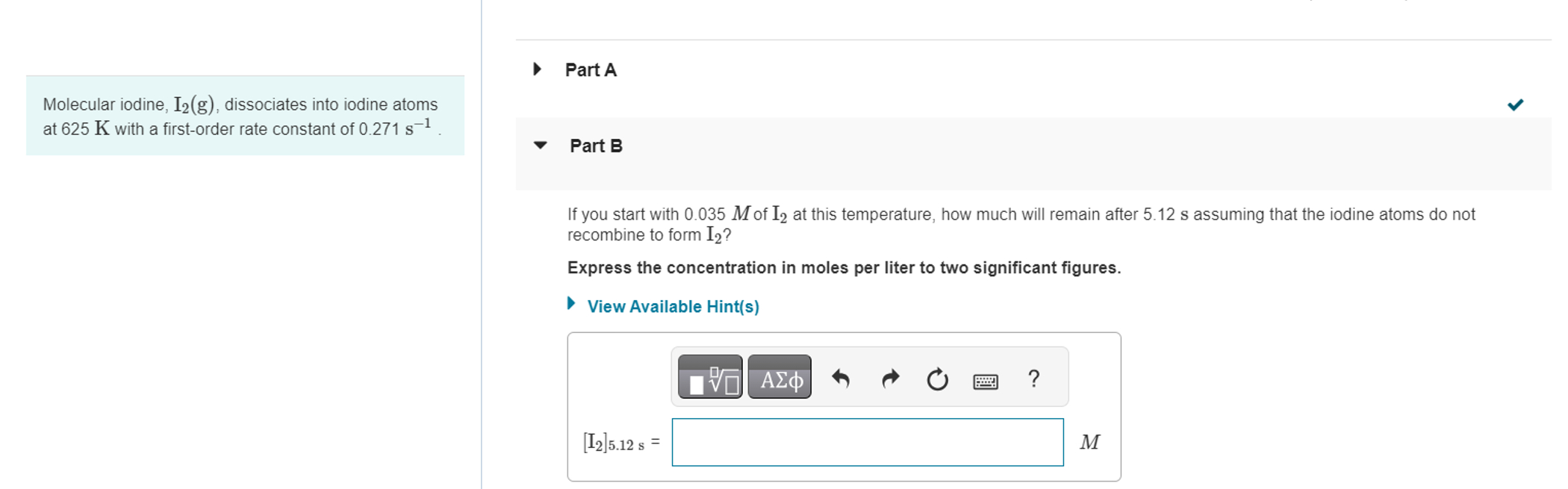  If you start with 0.035 M of I2 at this temperature,