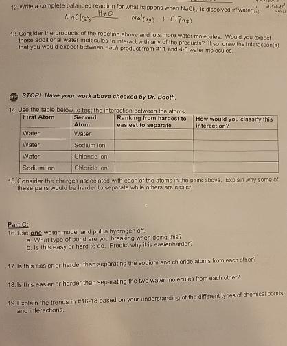  12 Write a complete balanced reaction for what happens when NaCl5