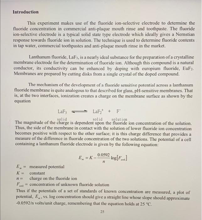 Q.5 please help with the data treatment! Introduction This experiment makes use