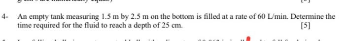 step by step 4. An empty tank measuring 1.5 m by 2.5