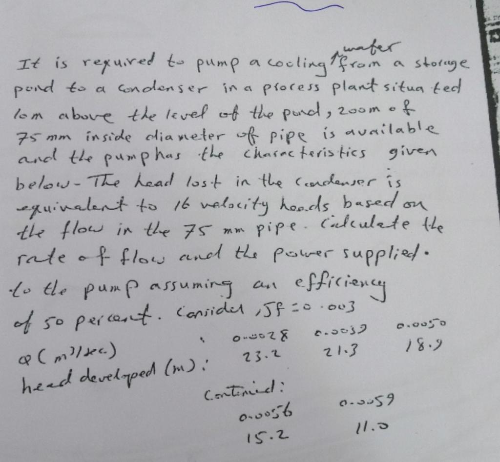 ( It is required to pump a cooling from a storage