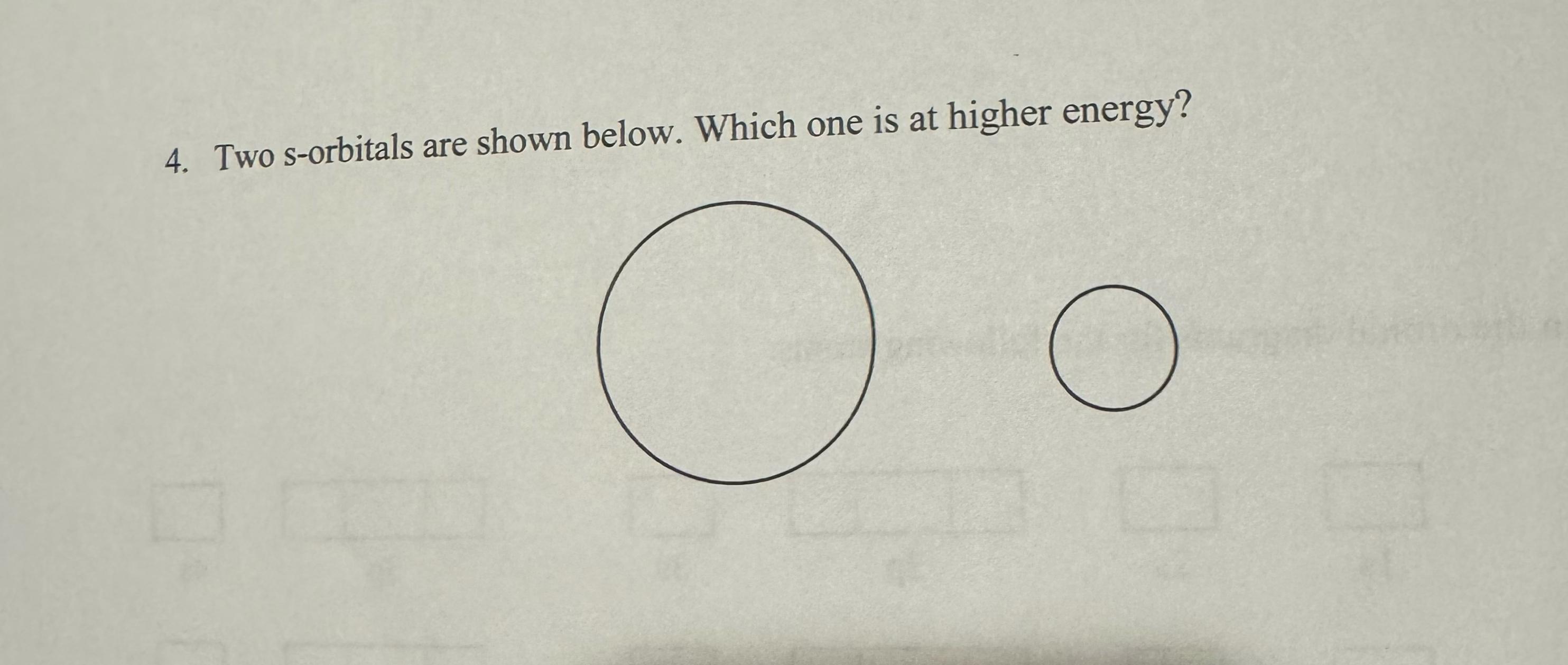  Two s-orbitals are shown below. Which one is at higher energy?