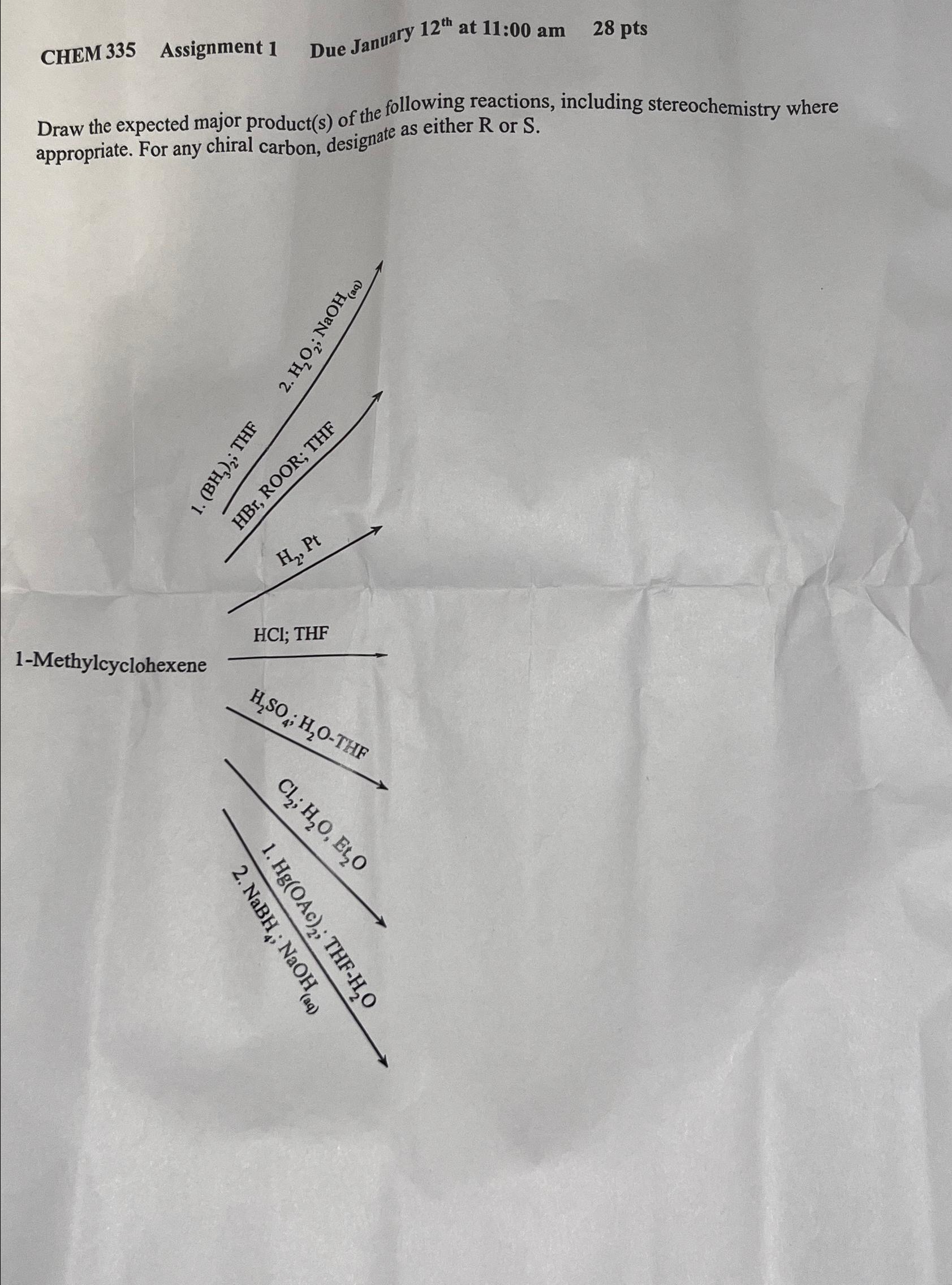  CHEM 335 Assignment 1 Due January 12th at 11:00 am 28