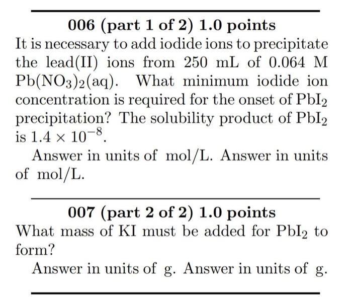hi please help me with this two question. tks 006 (part 1