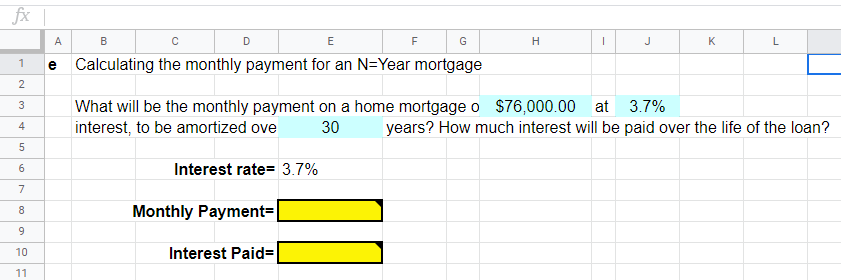 Working from the top down, enter data needed from the text question.
