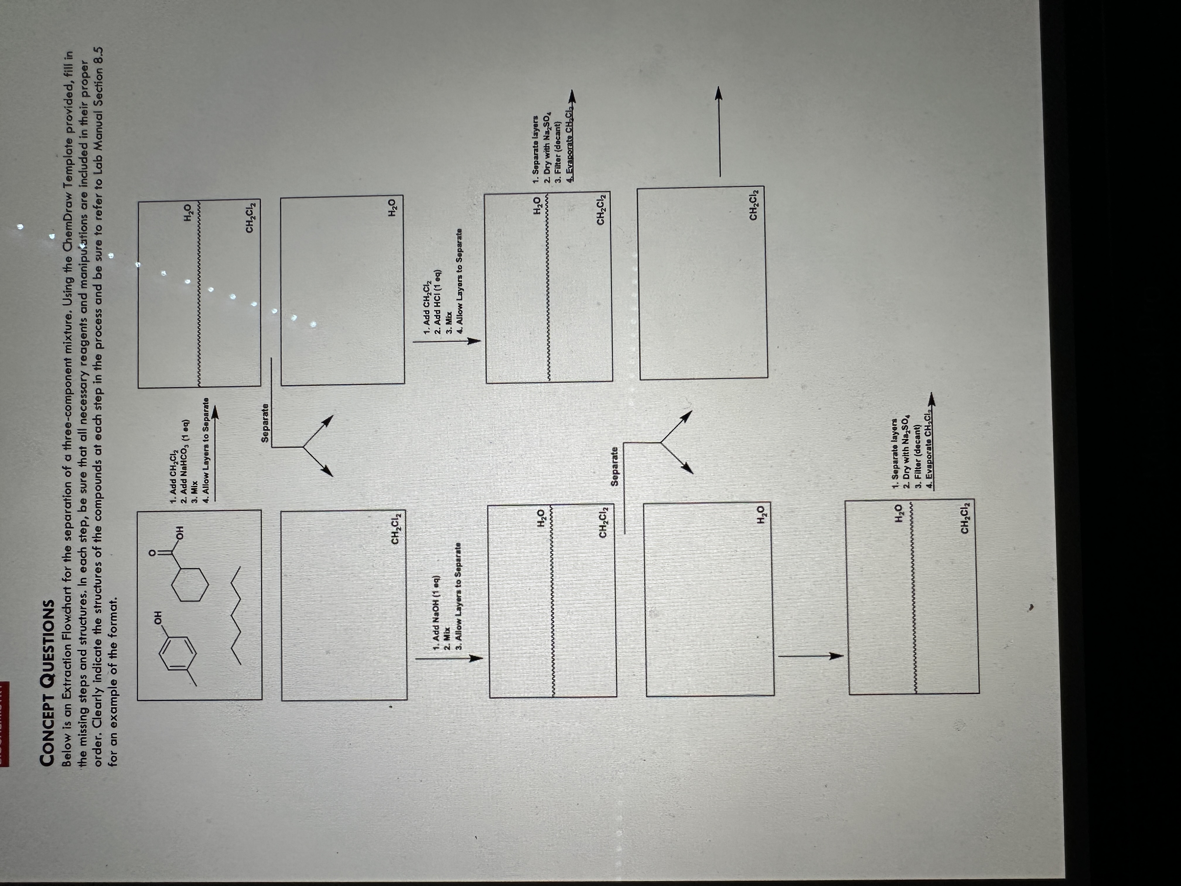  CONCEPT QUESTIONS Below is an Extraction Flowchart for the separation of