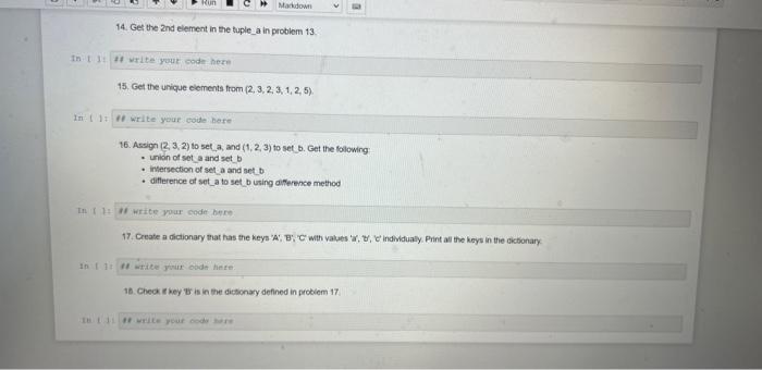 in python 14. Get the 2nd element in the tuple a in