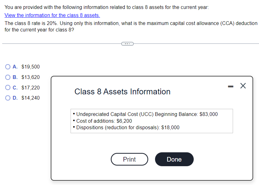 the current year. The acquisition cost is $5,000, and the assets are