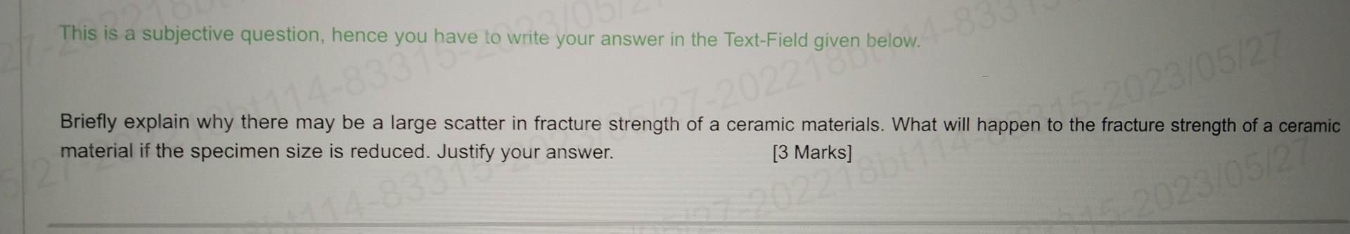Need Solution/ Answer This is a subjective question, hence you have to