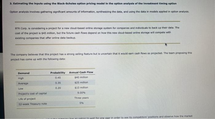  all is there 3. Entimating the inputs using the Black-5choles option