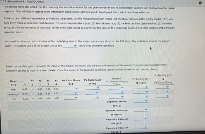 pricing model in the option analysis of the imvestment timing option Option
