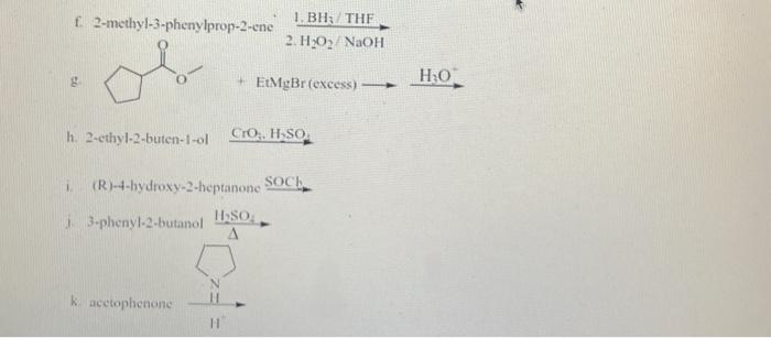 draw structures corresponding to the starting material and predict the products of