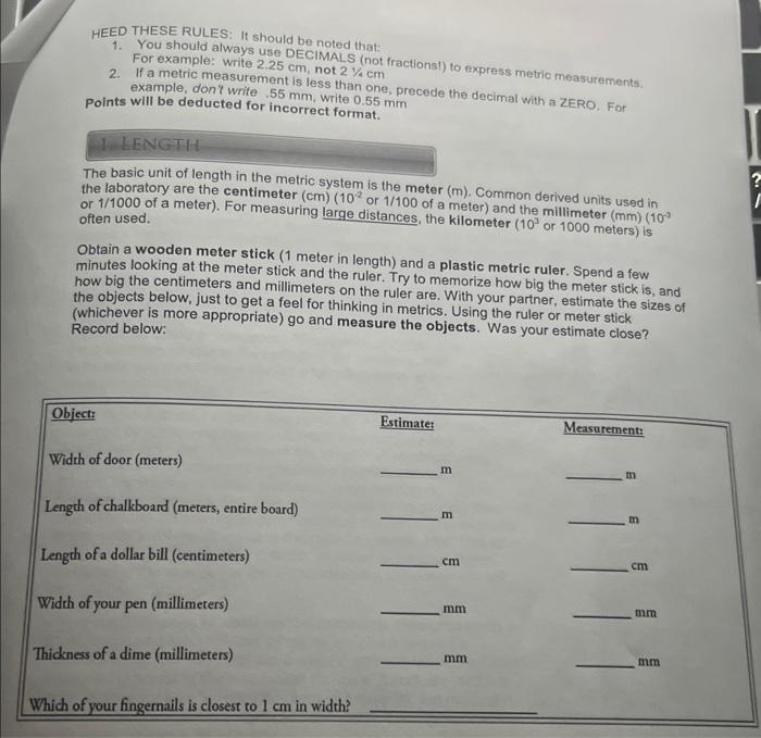  HEED THESE RULES: It should be noted that: 1. You should