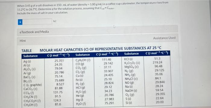 An electric heater supplies 16.9 joules of energy to 24.8g sample of