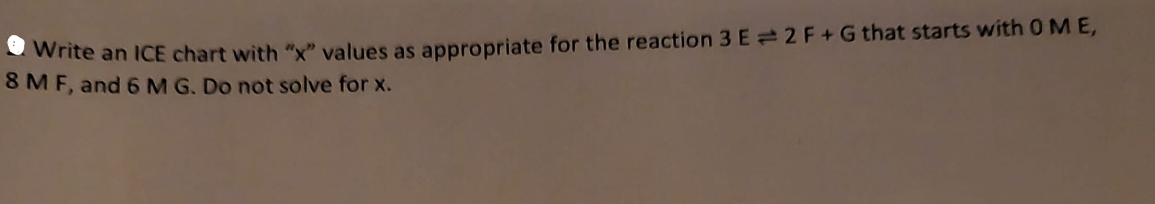  Write an ICE chart with "x" values as appropriate for the