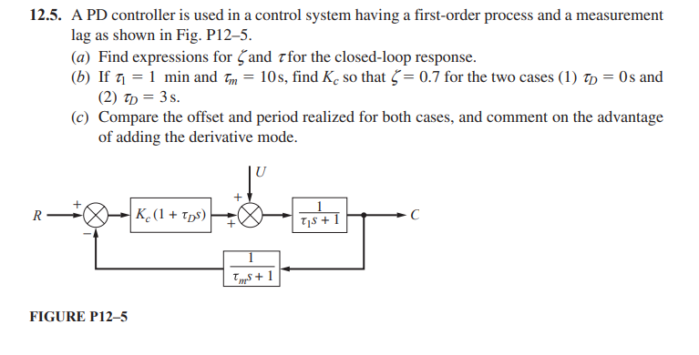 12.5. A PD controller is used in a control system having