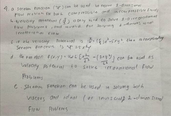  4. a stream function () can be used to resolve 2-dimensional