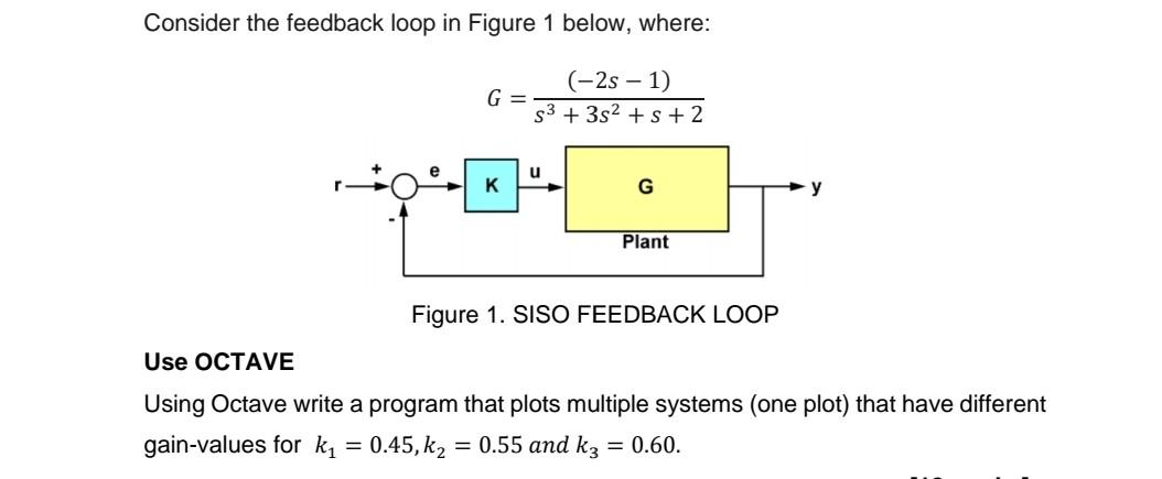  Please help me Consider the feedback loop in Figure 1 below,