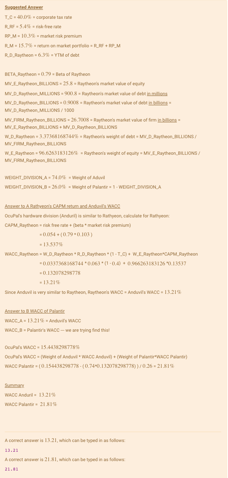 MAKE SURE YOU USE THE VALUES FOR THIS QUESTION IN THE BELOW