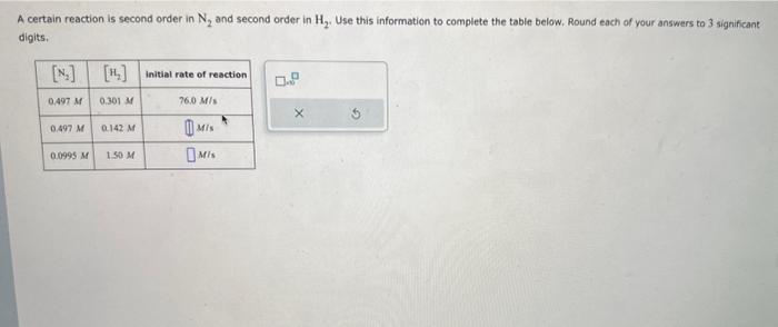  A certain reaction is second order in N2 and second order