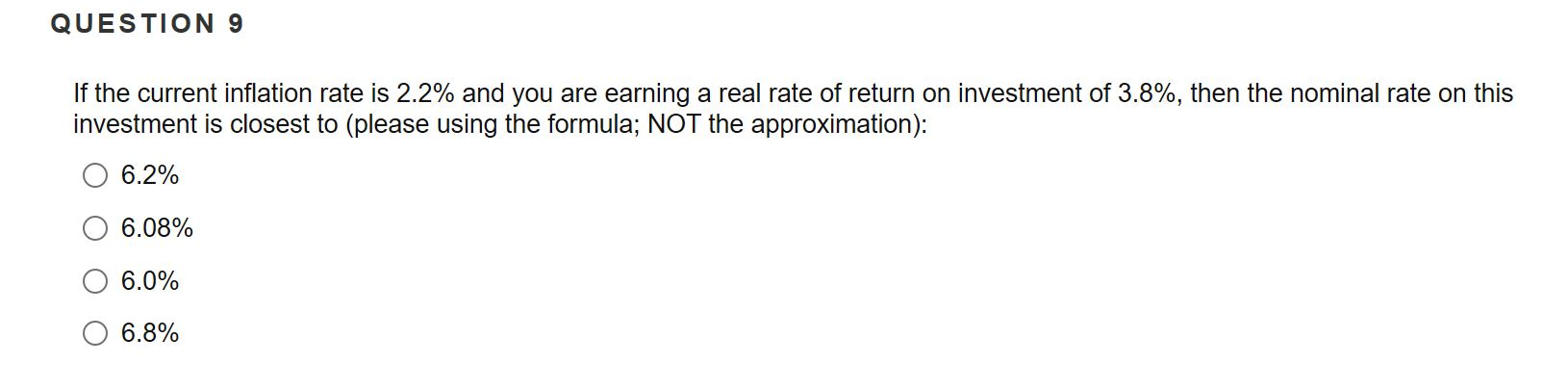 following investment alternatives: Investment Rate Compounding A 6.25% Annual B 6.10% Daily
