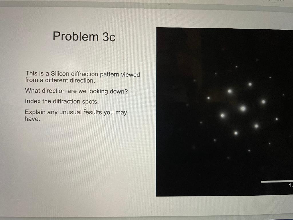  Problem 3c This is a Silicon diffraction pattern viewed from a